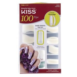 KISS 100 Tips Curve Overlap Long Length False Nails Kit with Glue 20004 100PS08